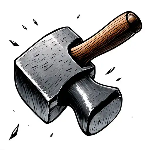 three nails hammer tattoo design idea