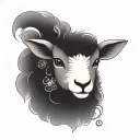 cute lamb face tattoo design idea