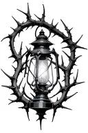 Gothic lantern with thorns wrapped tattoo design idea