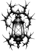 Gothic lantern with thorns wrapped tattoo design idea