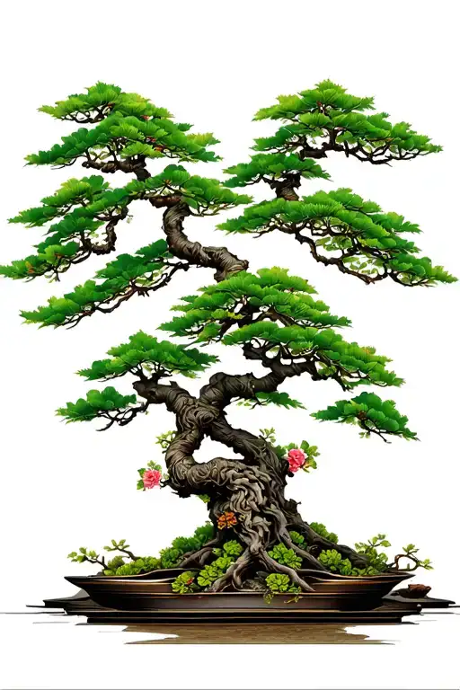 bonsai tree branch tattoo design idea