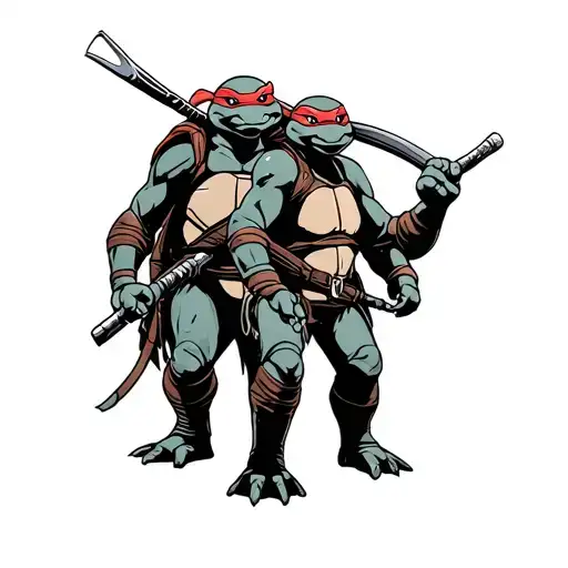 ninja turtles in black tattoo design idea