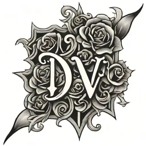 text "DV" tattoo design idea