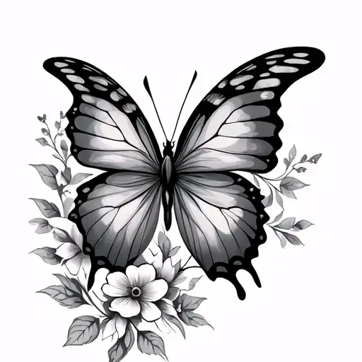 Floral effect butterfly tattoo design idea