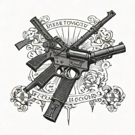 guns and Latin quote about war tattoo design idea