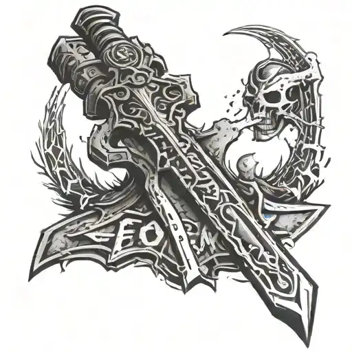 Doom eternal Sword with Bioshock Infite and Fallout new vegas tattoo design idea
