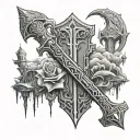 Doom eternal Sword with Bioshock Infite and Fallout new vegas tattoo design idea