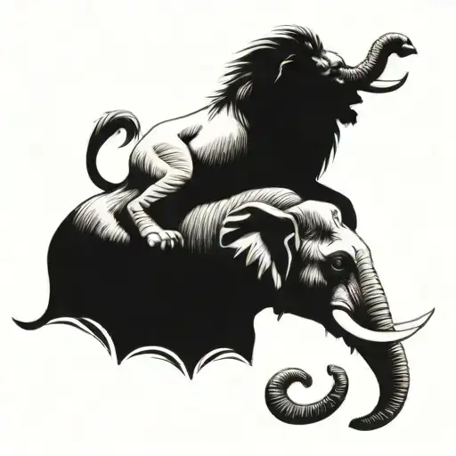 Sri Lankan lion and elephant tattoo design idea