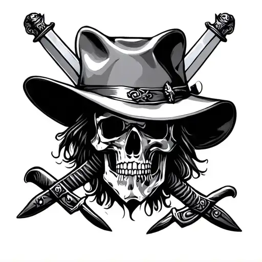 cavalry swords crossed with Stetson  tattoo design idea