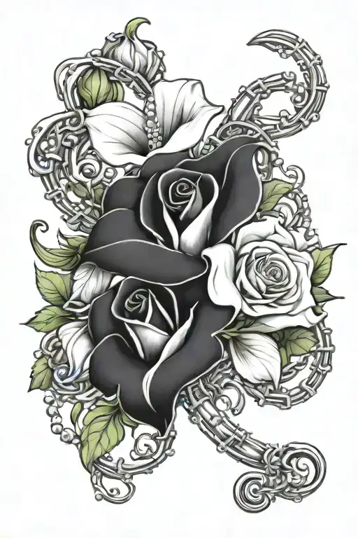 calli lily rose rosary music rose  tattoo design idea