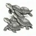 3 turtles in a line going upward with each in a different stage of swimming tattoo design idea