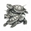 3 turtles in a line going upward with each in a different stage of swimming tattoo design idea