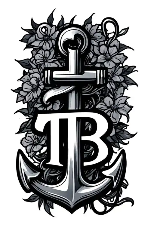 anchor with TB initials with design tattoo design idea