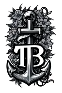 anchor with TB initials with design tattoo design idea