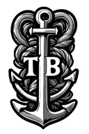 anchor with TB initials with design tattoo design idea