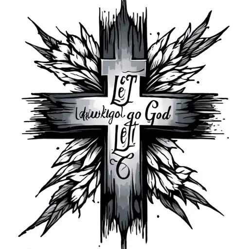 let go let God cross tattoo design idea