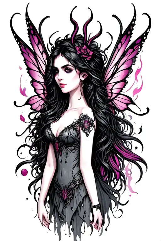 evil fairy tattoo design idea