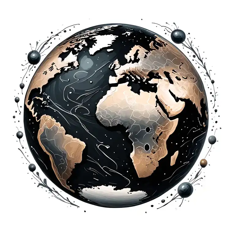 fantasy earth globe tattoo design idea