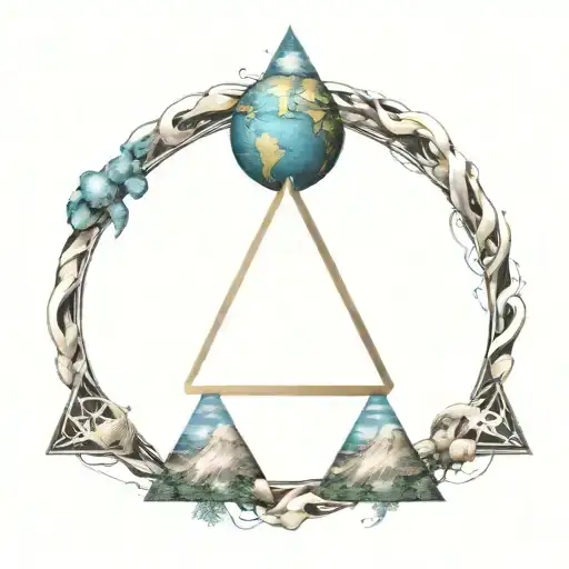 3 Triangle earth sign tattoo design idea