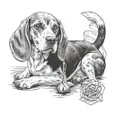 Beagle dog, Death is my love tattoo design idea