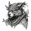 Wolf Samurai tattoo design idea