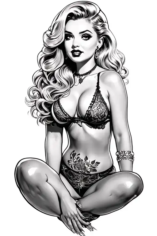 blonde pinup girl tattoo design idea