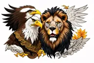 lion and eagles tattoo design idea
