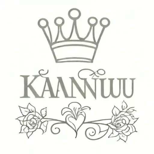 name kannu. heart and crown surrounded tattoo design idea
