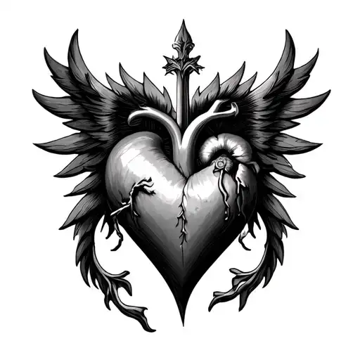 Black Sacred Heart tattoo design idea