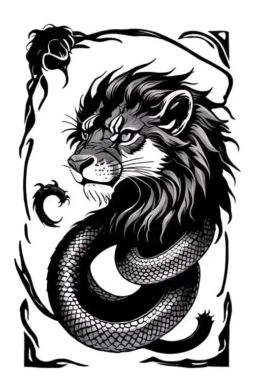 lion king cobra snake tattoo design idea