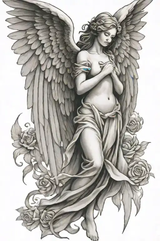 guardian angel wings tattoo design idea