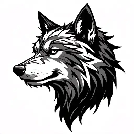 Fenris wolf, ourobours, Valhalla symbol with intricate Norse tattoo design idea