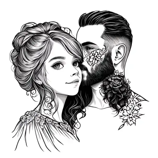 Father Daughter tattoo design idea