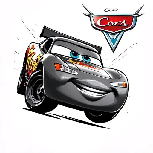 Lightning McQueen Pension in Fine Line tattoo design idea