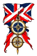 England flag and compass surrounded tattoo design idea