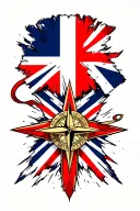 England flag and compass surrounded tattoo design idea