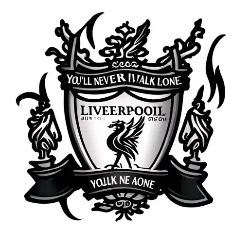 Female Tattoo with the Liverpool Symbol Symbol + You'll Never Walk Alone tattoo design idea