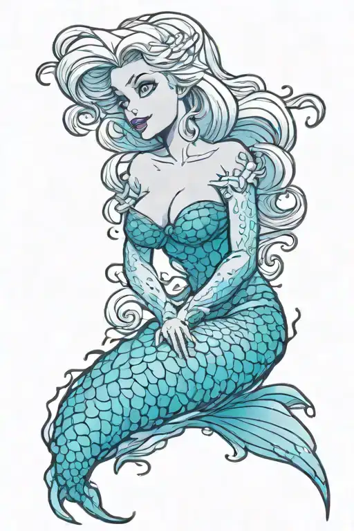 ursula little mermaid swimming tattoo design idea