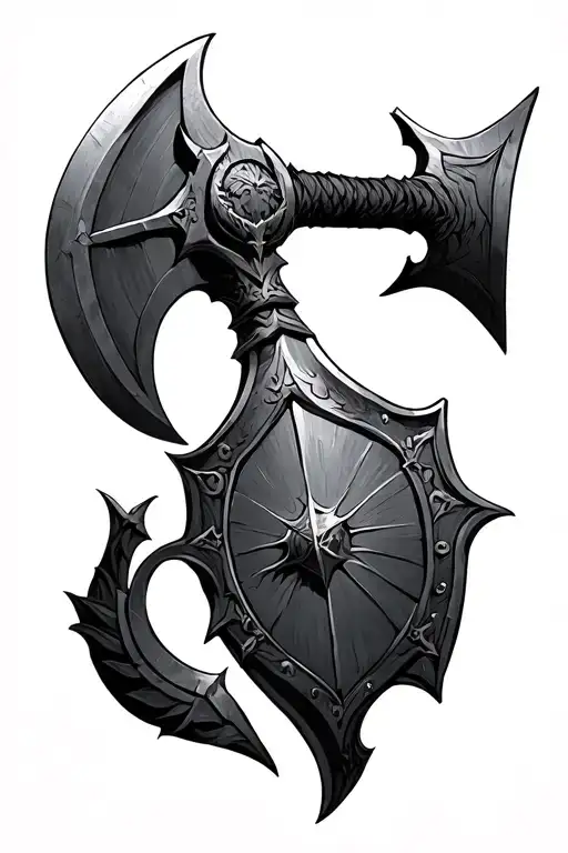 kratos leviathan axe and shield tattoo design idea