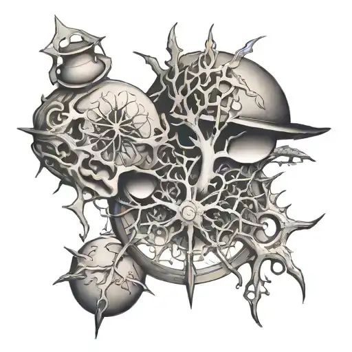 neuron and traveller and cooking tattoo design idea