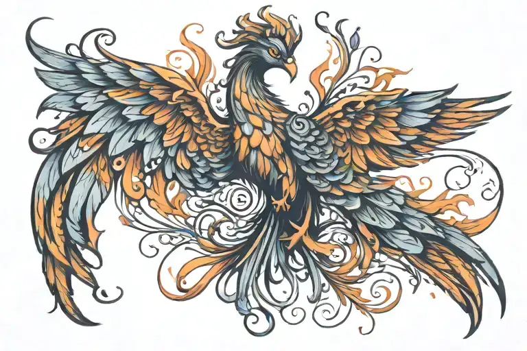 Feminine Phoenix tattoo design idea
