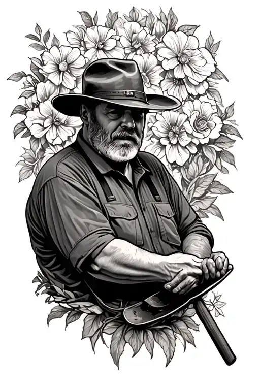 mourning a loved farmer daddy tattoo design idea