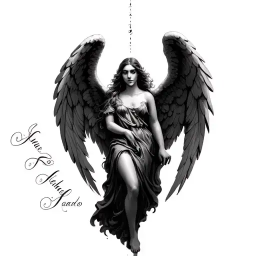 Falling Angels (as words) tattoo design idea