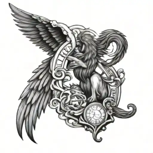 angel wing, saint christopher, playing card, phoenix, dragon and lion tattoo design idea