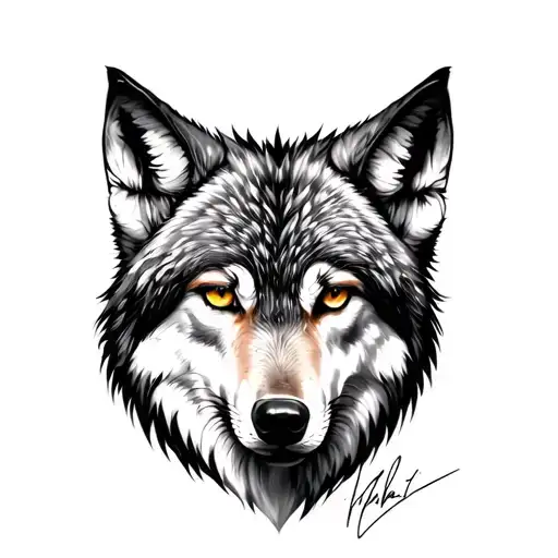 Feminine Wolf tattoo design idea