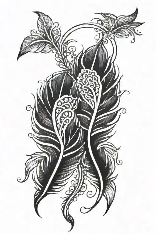 Two Feathers linked tattoo design idea