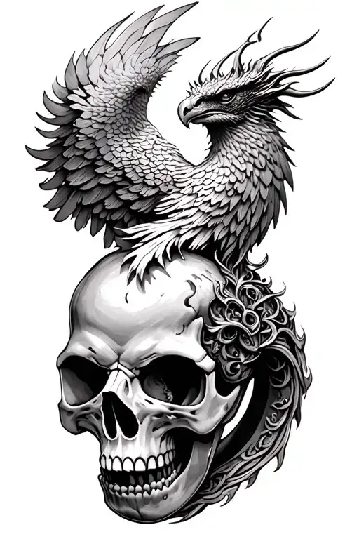 ring phoenix from slayed dragon skull ashes tattoo design idea
