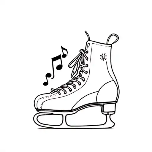 Music and ice skate tattoo design idea