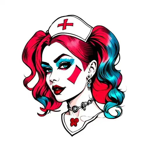 Harley Quinn nurse tattoo design idea