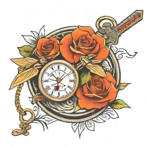 star wars x wing rose pocket watch tattoo design idea